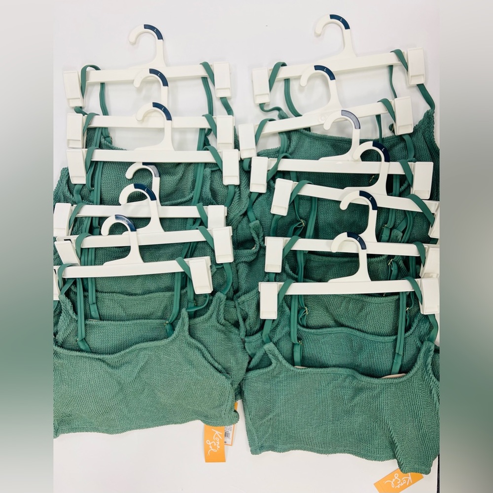 Lot of 12 NWT Kona Sol Green Swimsuit Tops from Target-Large-$240 Retail